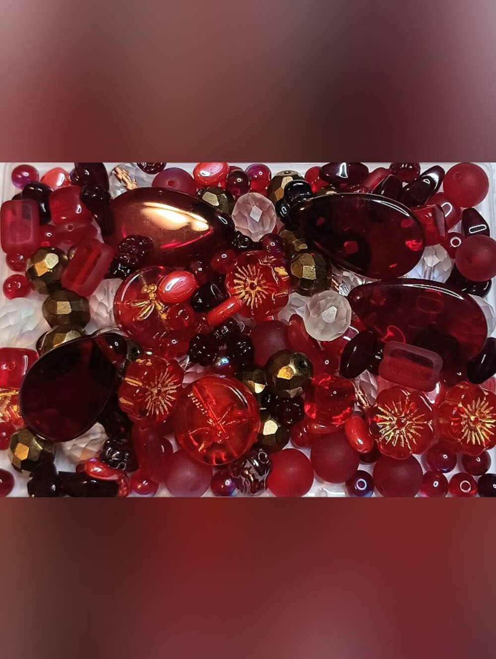 Glass beads (loose)for jewelry-making red 120pcs